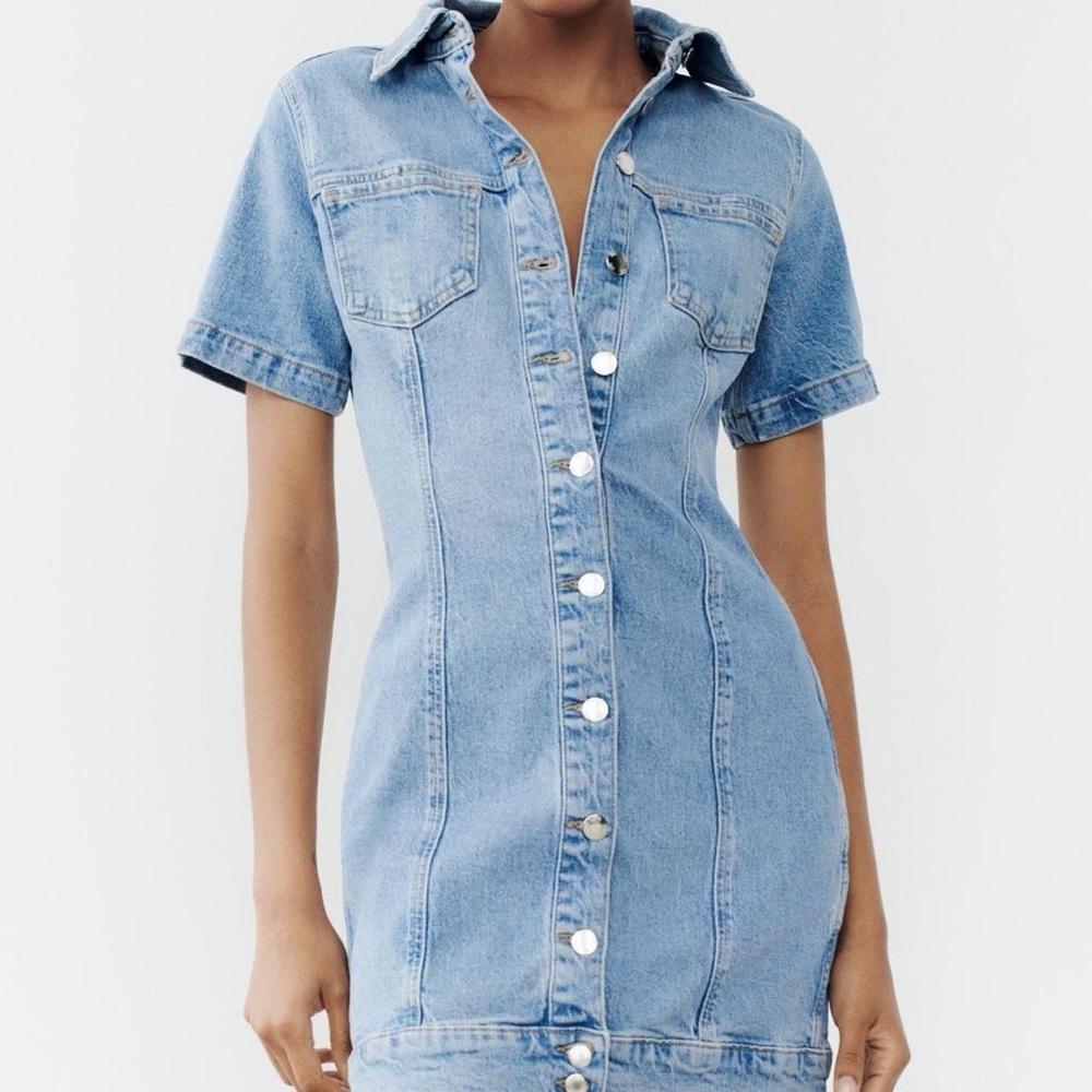 Zara Light Blue Denim Dress